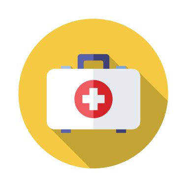 İlk yardım seti, düz stil simge uzun gölge ile