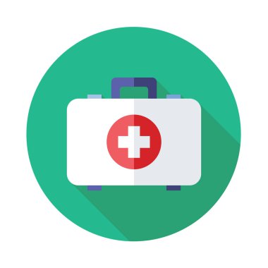 İlk yardım seti, düz stil simge uzun gölge ile