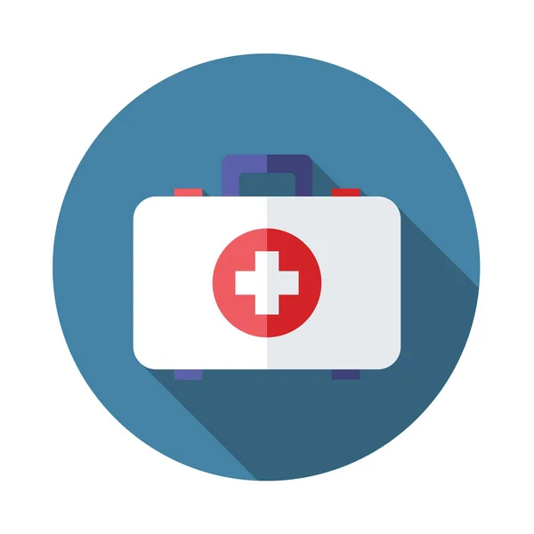 First Aid Kit Flat Style Icon Long Shadow — Stock Vector
