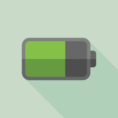 Pil simgesi. Düz tasarım stili modern vektör çizim uzun gölge simgesi olan.