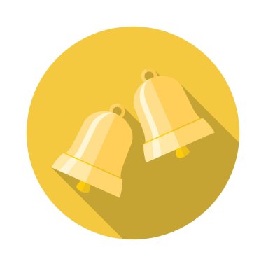 Noel veya düğün çanı düz simgesi uzun gölge ile. Vektör çizim