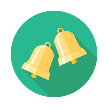 Noel veya düğün çanı düz simgesi uzun gölge ile. Vektör çizim