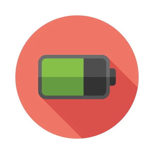 Battery icon. Flat design style modern vector illustration with long shadow icon. — Stock Vector