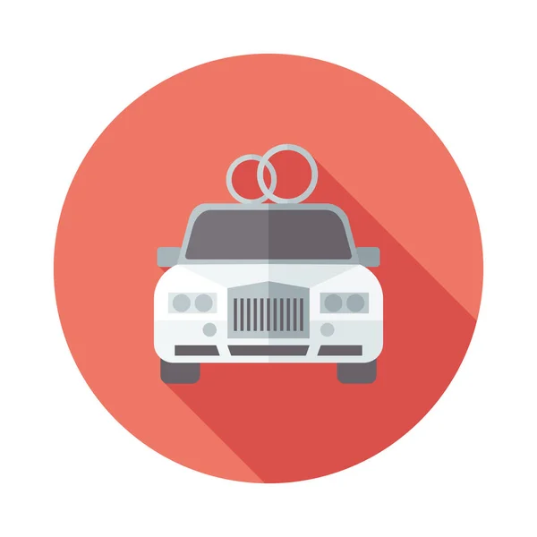 Icono plano con coche de boda de sombra larga — Vector de stock