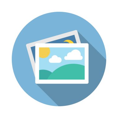 Photo gallery. Flat icon with long shadow clipart