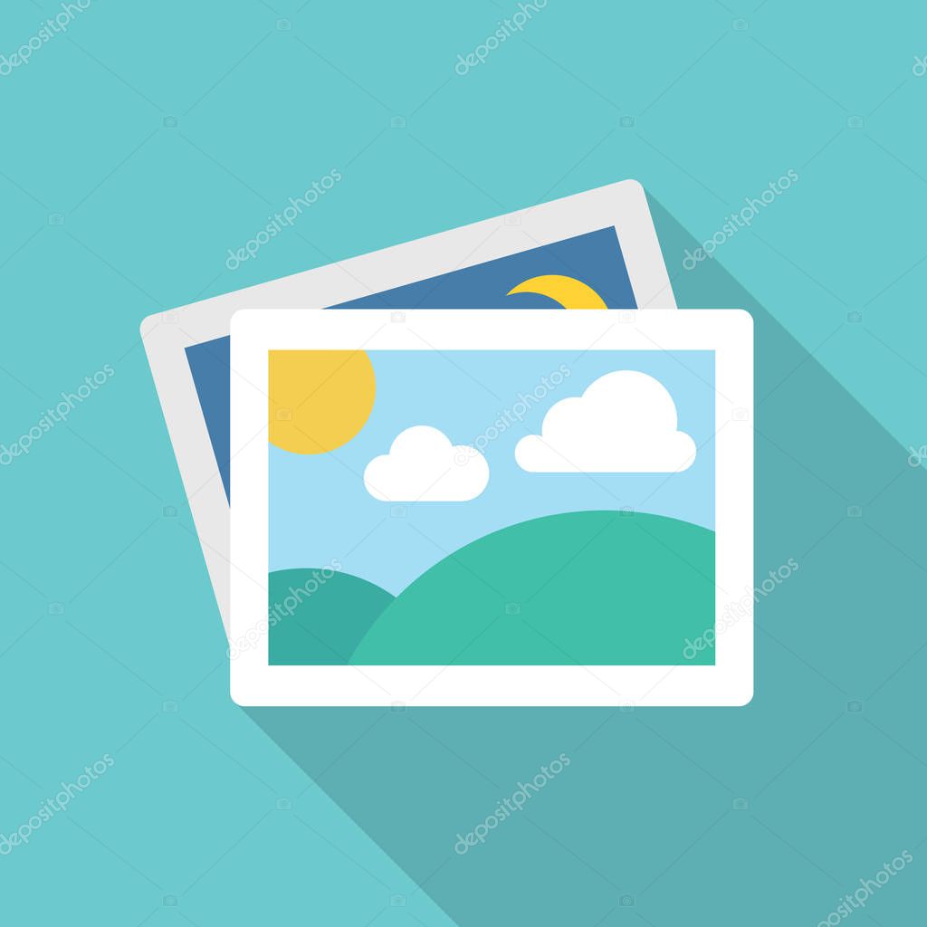 Photo gallery. Flat icon with long shadow