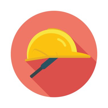 Kask, uzun gölgeler ile düz stil. Sabit hat illüstrasyon