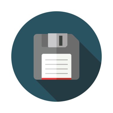 Vintage disket illüstrasyon uzun gölge ile düz grafik