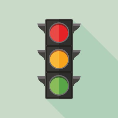 Trafik ışıkları düz simgesi uzun gölge ile. Vektör çizim