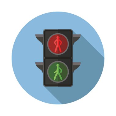 Trafik ışıkları düz simgesi uzun gölge ile. Vektör çizim