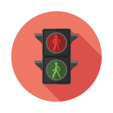 Trafik ışıkları düz simgesi uzun gölge ile. Vektör çizim