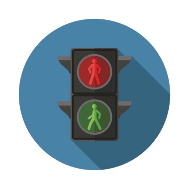 Trafik ışıkları düz simgesi uzun gölge ile. Vektör çizim