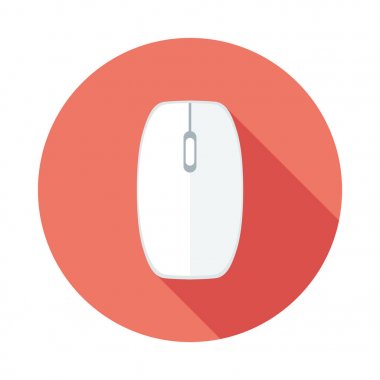 (Bilgisayar) fare düz simgesi. Modern düz kutsal kişilerin resmi ile uzun gölge efekti şık renklerde.