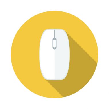 (Bilgisayar) fare düz simgesi. Modern düz kutsal kişilerin resmi ile uzun gölge efekti şık renklerde.