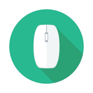 (Bilgisayar) fare düz simgesi. Modern düz kutsal kişilerin resmi ile uzun gölge efekti şık renklerde.
