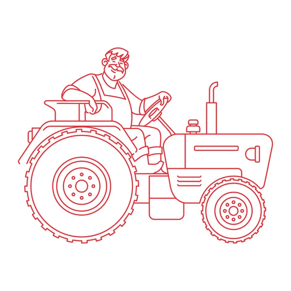 Agricultor Línea Ilustración Línea Estilo — Vector de stock