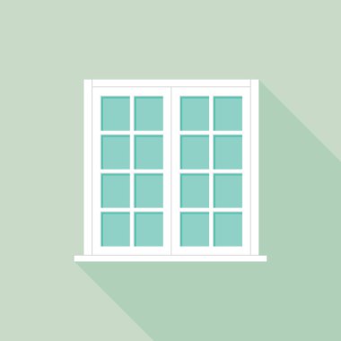 Uzun gölgeler ile pencere düz simgesi