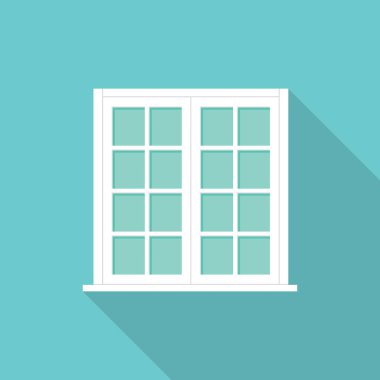 Uzun gölgeler ile pencere düz simgesi