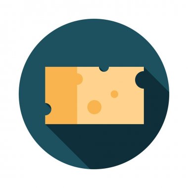 Bir parça peynir düz uzun gölgeler simgesiyle