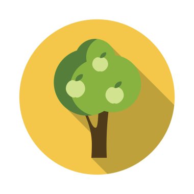 elma ağacı düz simgesi uzun gölge ile