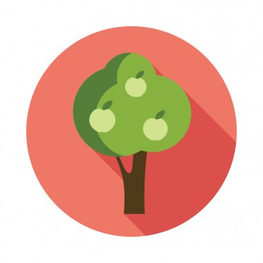 elma ağacı düz simgesi uzun gölge ile