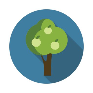 elma ağacı düz simgesi uzun gölge ile