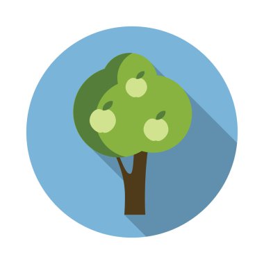 elma ağacı düz simgesi uzun gölge ile