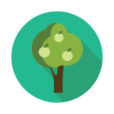elma ağacı düz simgesi uzun gölge ile