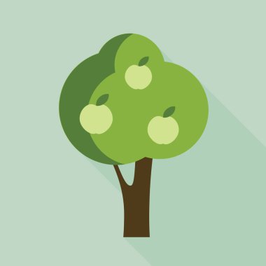 elma ağacı düz simgesi uzun gölge ile