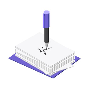 Beyaz izole kalem. İş illüstrasyon, vektör izometrik