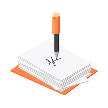 Beyaz izole kalem. İş illüstrasyon, vektör izometrik