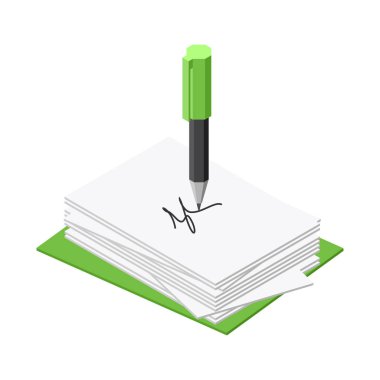 Beyaz izole kalem. İş illüstrasyon, vektör izometrik