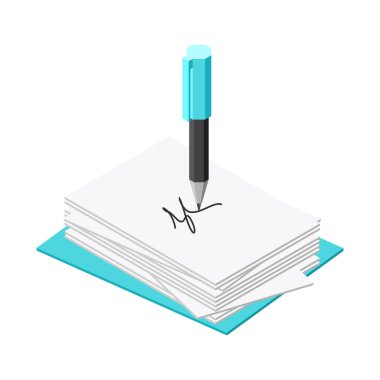 Beyaz izole kalem. İş illüstrasyon, vektör izometrik