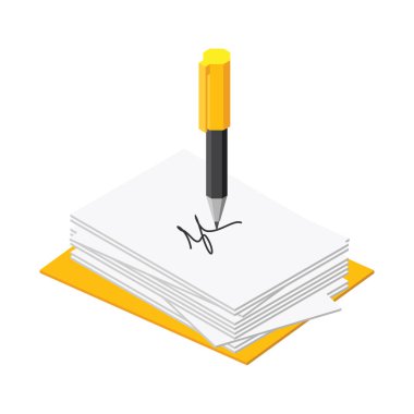 Beyaz izole kalem. İş illüstrasyon, vektör izometrik