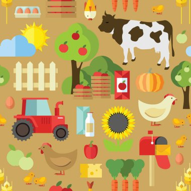 Çiftlik ve tarım simgeler ve öğeleri vektör desen