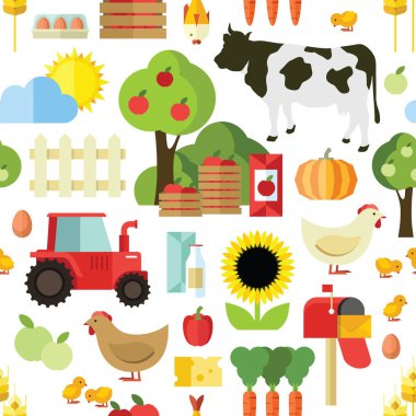 Çiftlik ve tarım simgeler ve öğeleri vektör desen