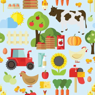Çiftlik ve tarım simgeler ve öğeleri vektör desen
