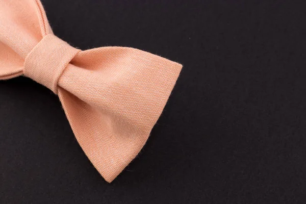 Bow Tie Beige Color Black Background — Stock Photo, Image