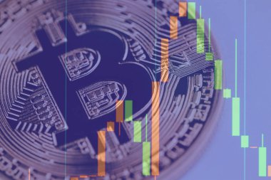 Diyagramı ile Bitcoin. Yakın çekim