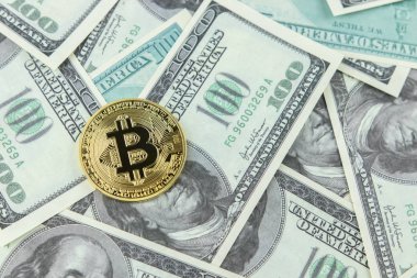 Dolar faturaları zemin üzerine altın bitcoin