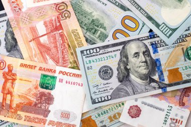 Yeni yüz dolar ve Rublesi faturaları arka plan