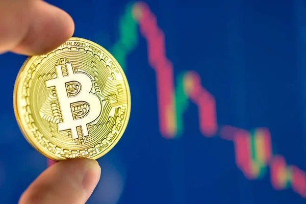 Der Fall Des Bitcoin — Stockfoto