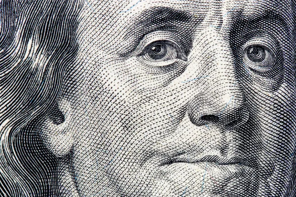 Benjamin Franklin Portrét Detail Líci Bankovky 100 Dolarů — Stock fotografie