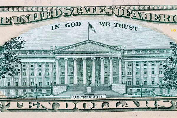 Close Dollar Bills God Trust Text Treasury Background — Stock Photo, Image