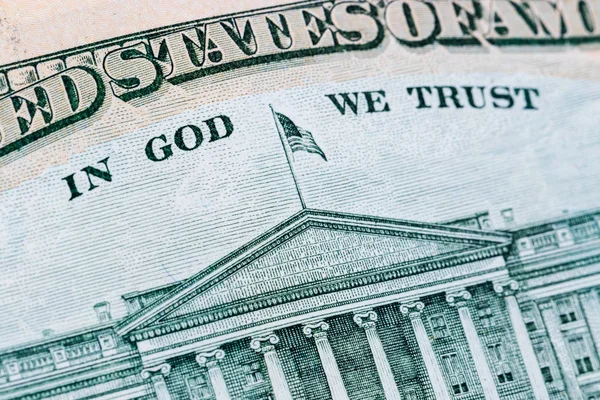 Close Notas Dólar Dos Eua Com Deus Confiamos Texto Nos — Fotografia de Stock