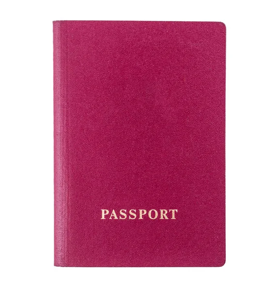 Parte Posterior Del Pasaporte Internacional Rojo Ruso Sobre Fondo Blanco — Foto de Stock