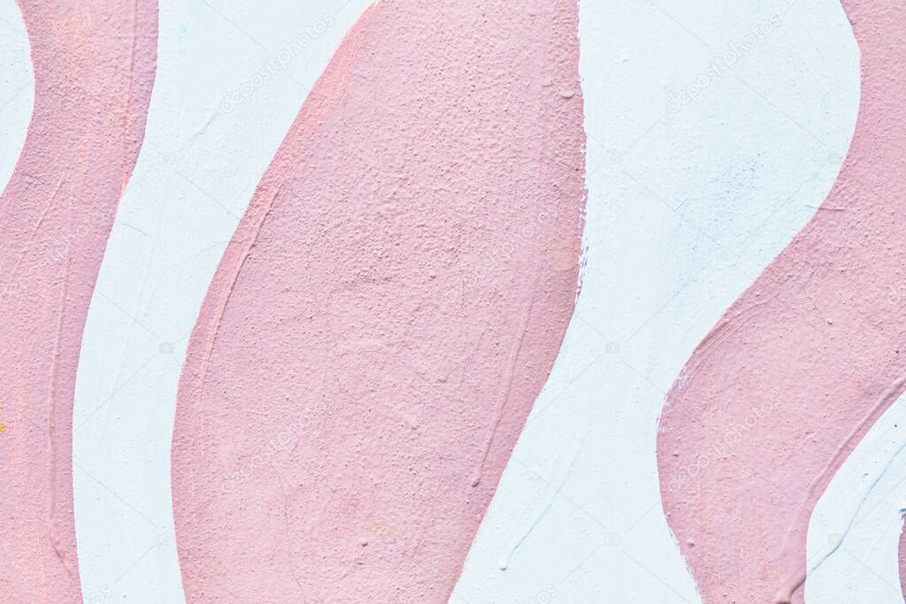 Pink and white wavy abstract plaster texture.