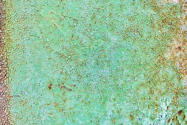 Rozsdás Vas Textúrája Háttere Zöld Festékkel Közelről — Stock Fotó