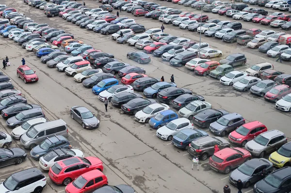 Russia Petersburg March Full Car Parking Mall Top View — Stockfoto