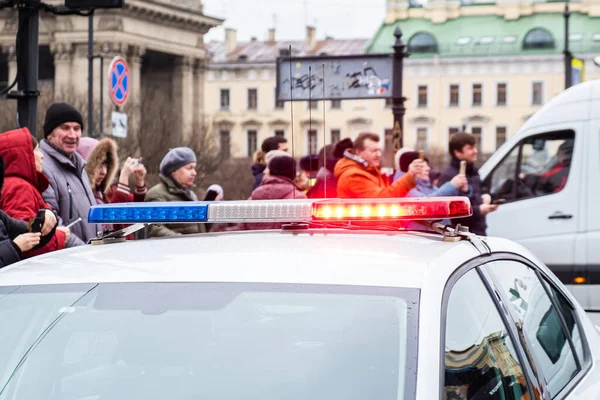 Rusia Petersburg Febrero 2020 Coche Policía Estacionado Servicio Cerca —  Fotos de Stock